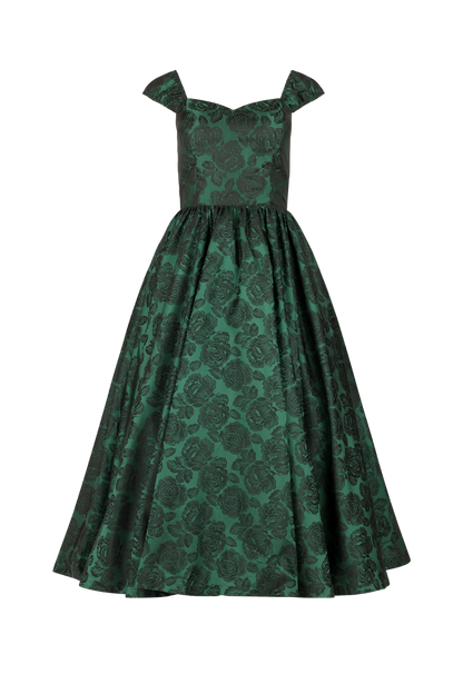 chic size inclusive model wearing JessaKae Campbell Midi Corset Dress Green Dresses