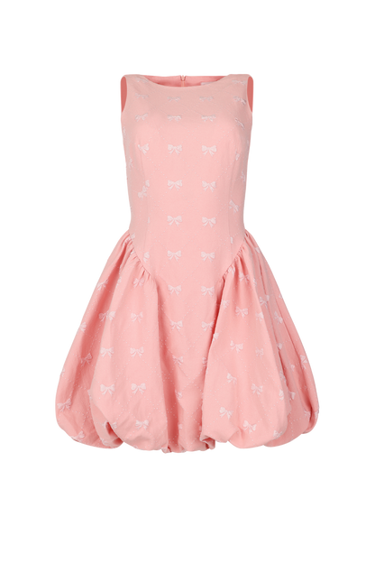 chic size inclusive model wearing JessaKae Scarlett Bubble Hem Mini Dress - Pink