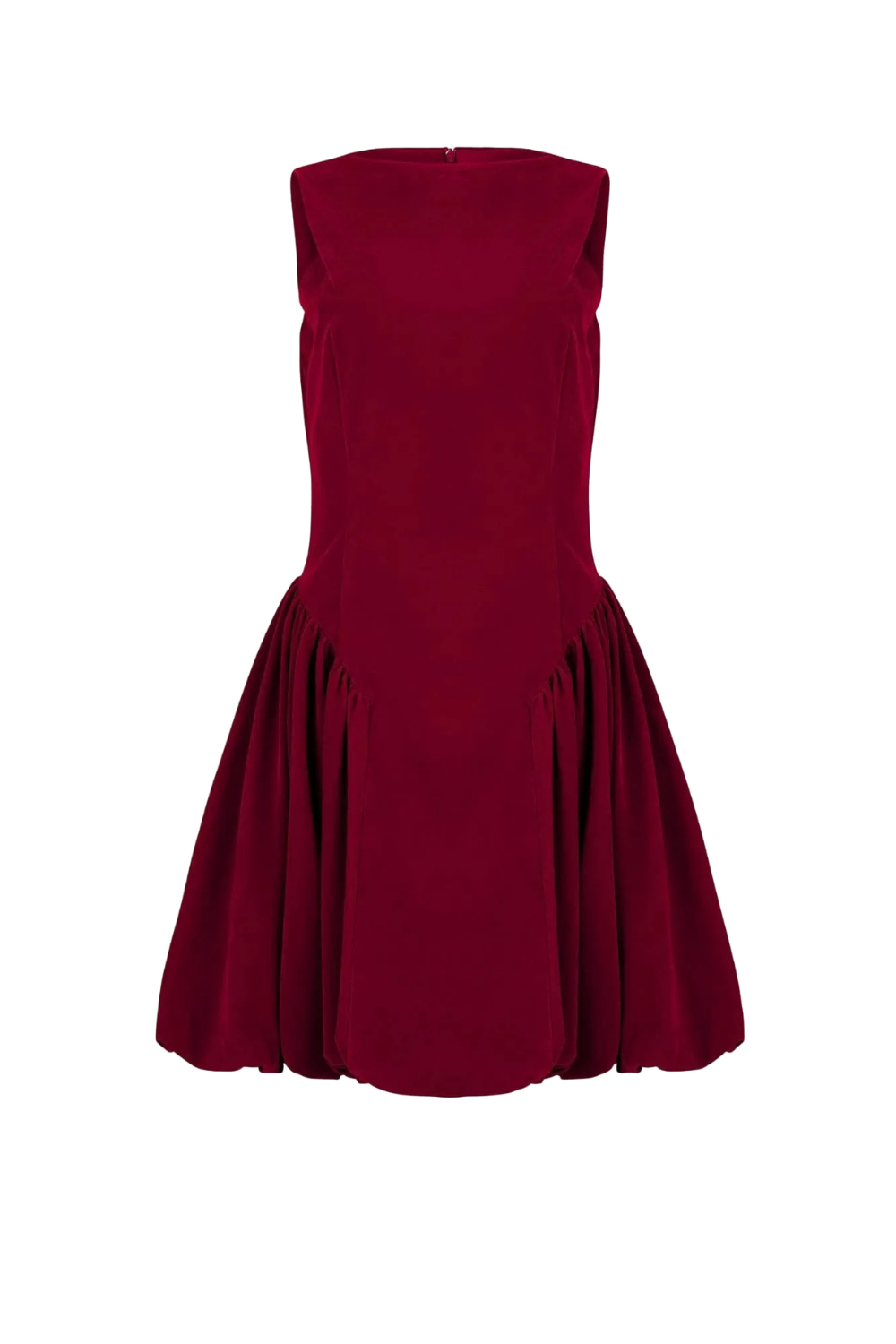 chic size inclusive model wearing JessaKae Scarlett Mini Velvet Drop Waist Dress - Red Dresses