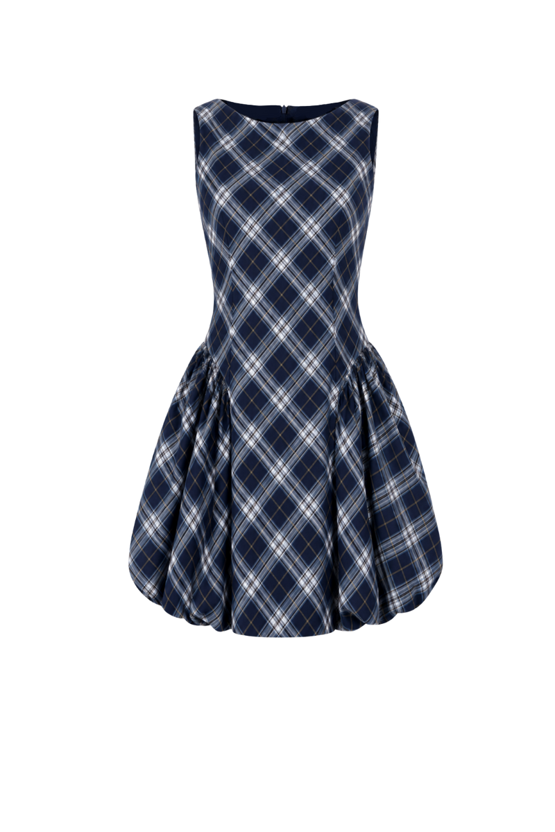 Scarlett Dress Navy Plaid ghost
