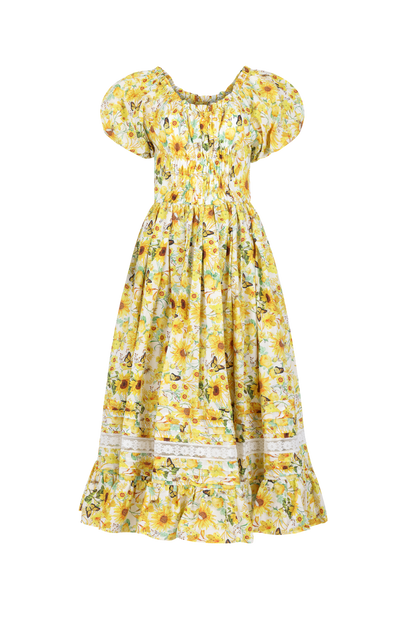 chic size inclusive model wearing JessaKae Sunflowers Dress