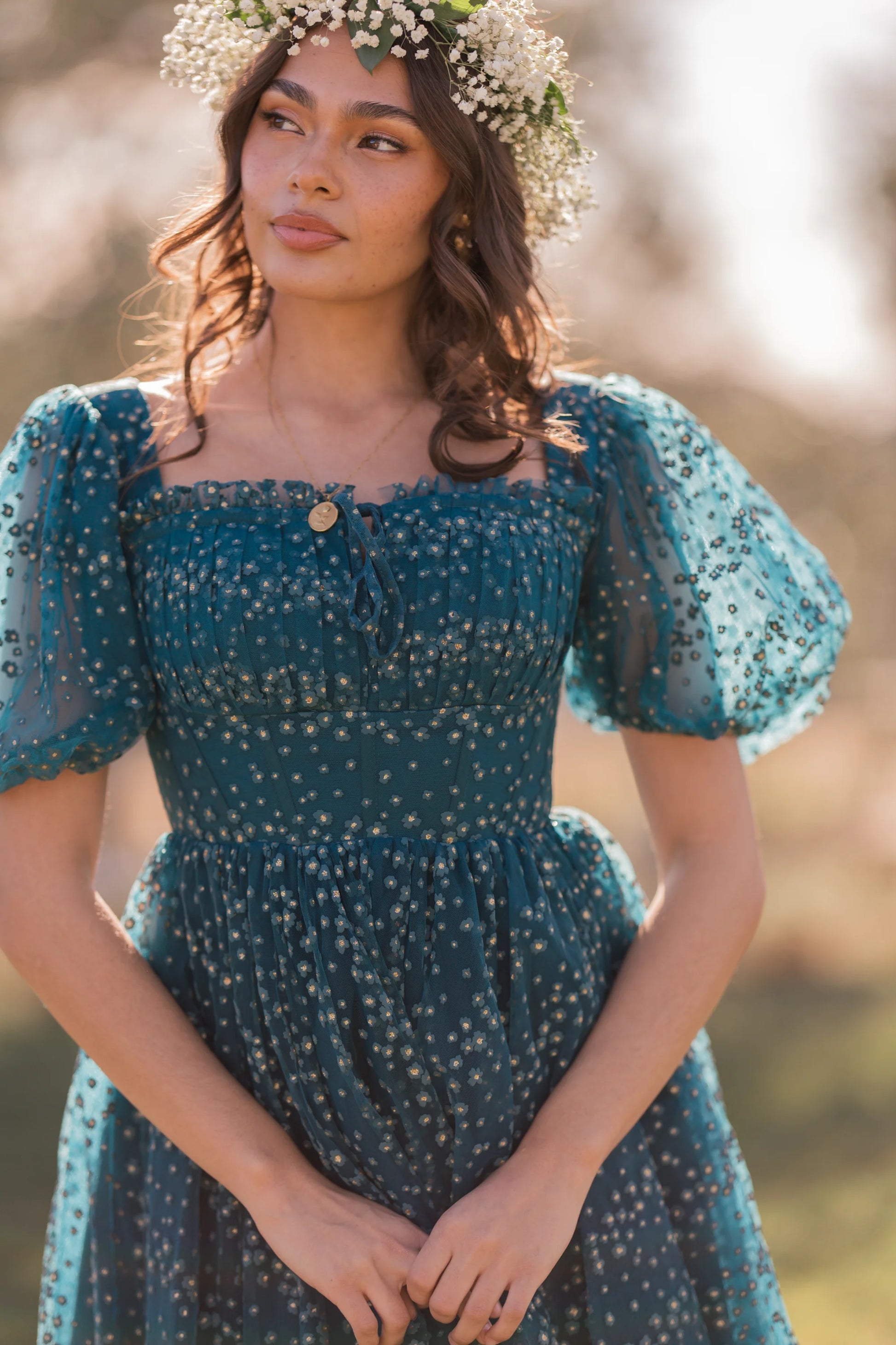 Everbloom Dress teal detail