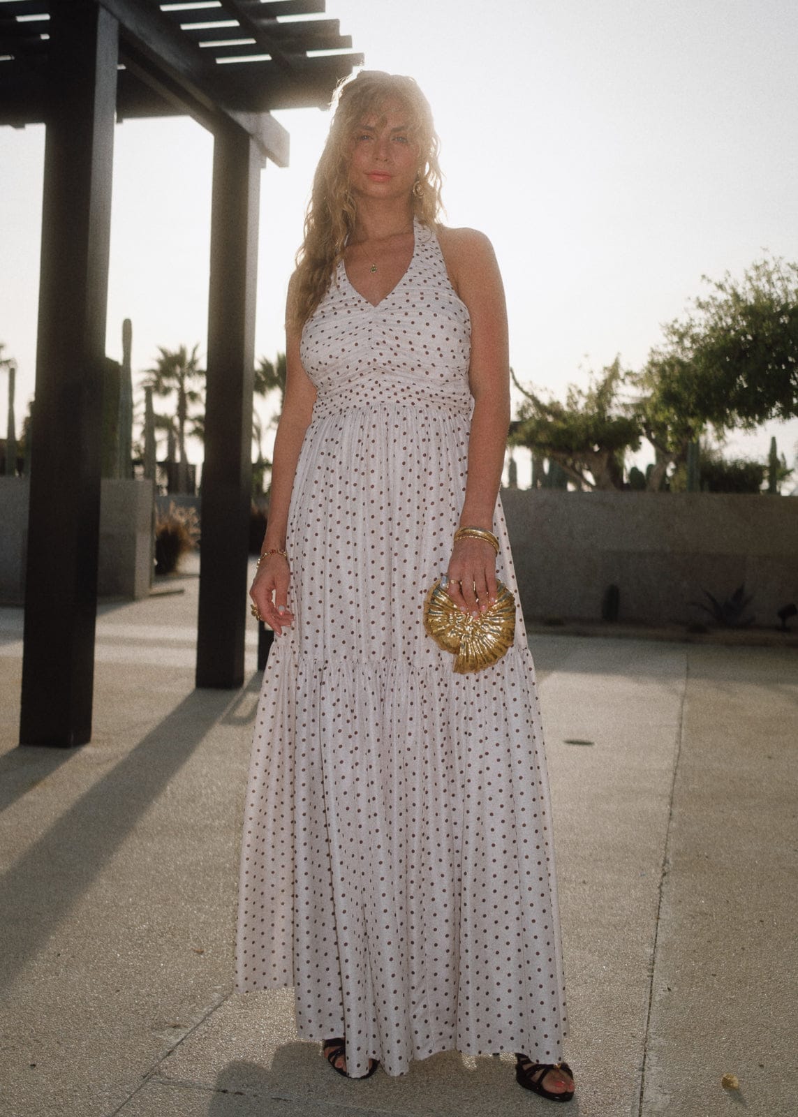 chic size inclusive model wearing JessaKae Bali Dress