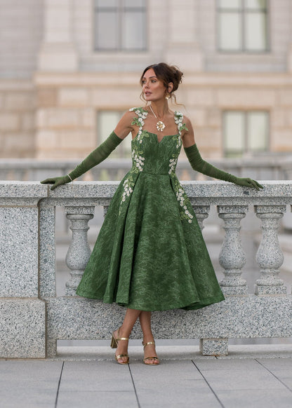 chic size inclusive model wearing JessaKae Lily Petal Dress