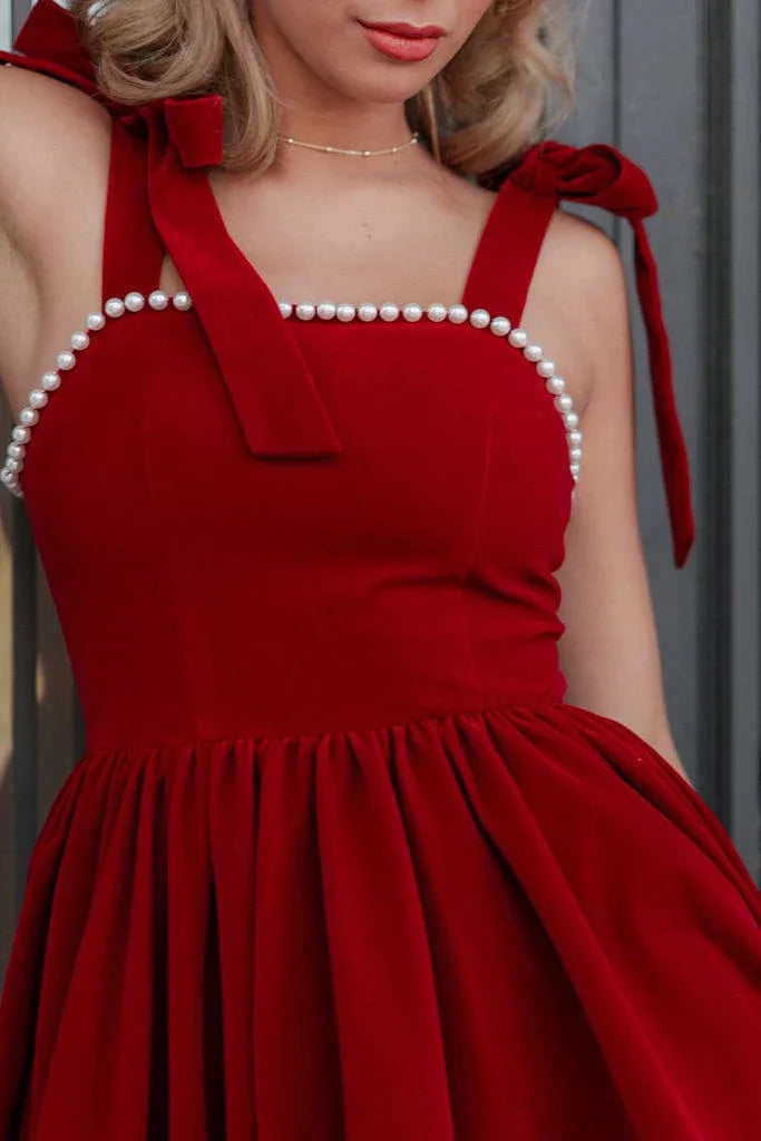 Mary Dress Dresses - JessaKae - Mary Dress - Cranberry Velvet / XXS