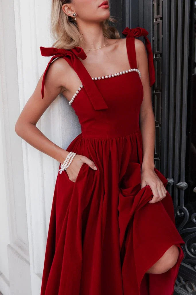 Mary Dress Dresses - JessaKae - Mary Dress - Cranberry Velvet / XXS