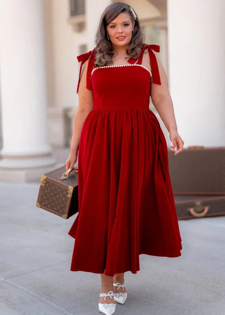 Mary Dress Dresses - JessaKae - Mary Dress - Cranberry Velvet / XXS