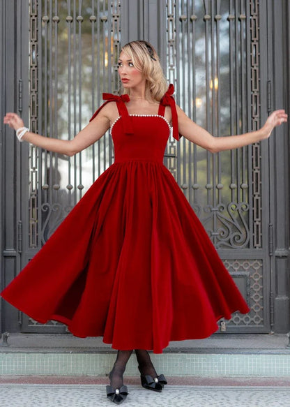 Mary Dress Dresses - JessaKae - Mary Dress - Cranberry Velvet / XXS