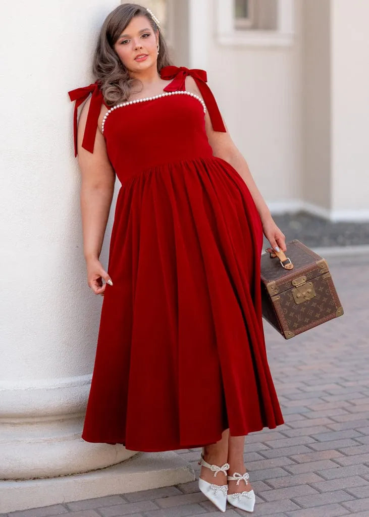 Mary Dress Dresses - JessaKae - Mary Dress - Cranberry Velvet / XXS