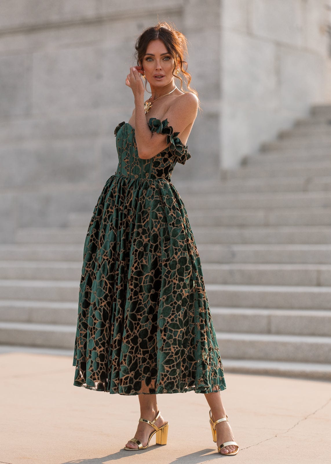 chic size inclusive model wearing JessaKae Melena Dress