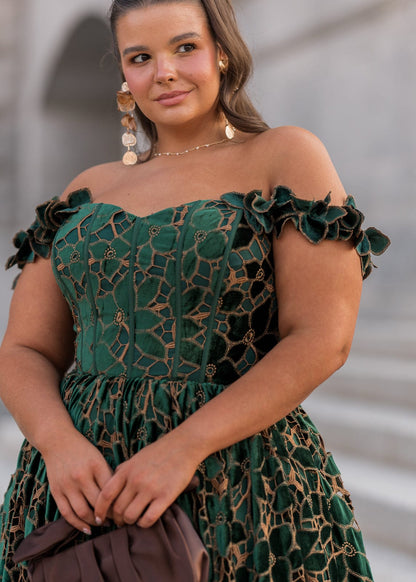 chic size inclusive model wearing JessaKae Melena Dress