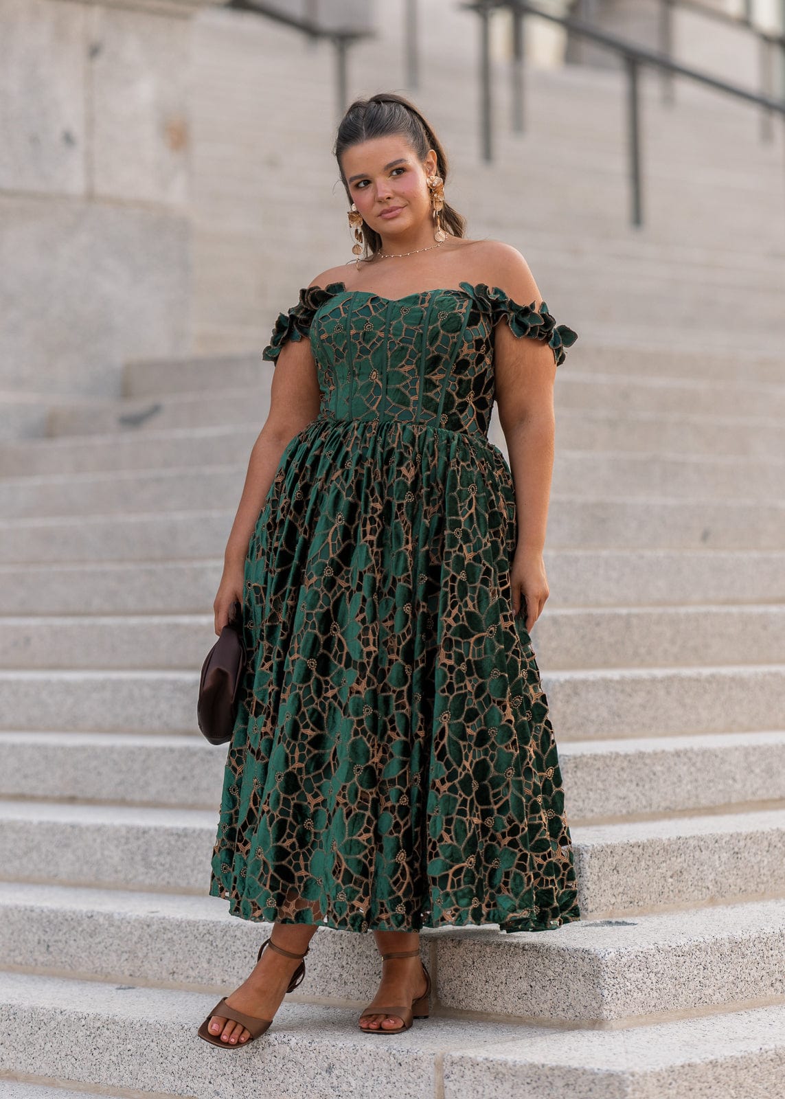 chic size inclusive model wearing JessaKae Melena Dress