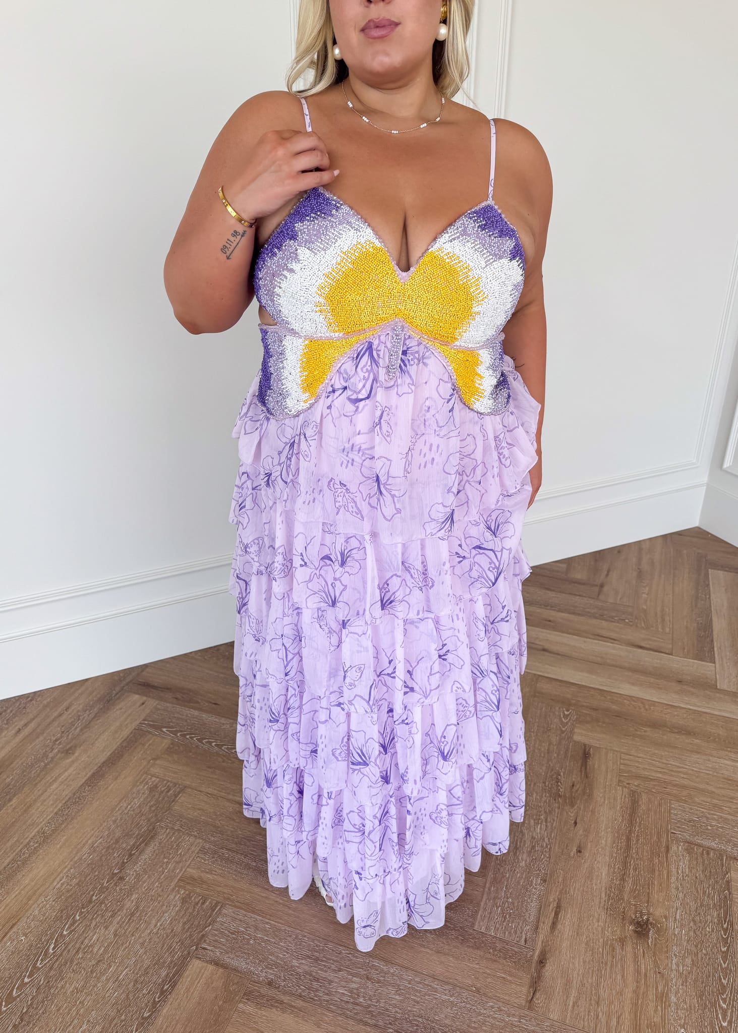 chic size inclusive model wearing JessaKae Vanessa Dress